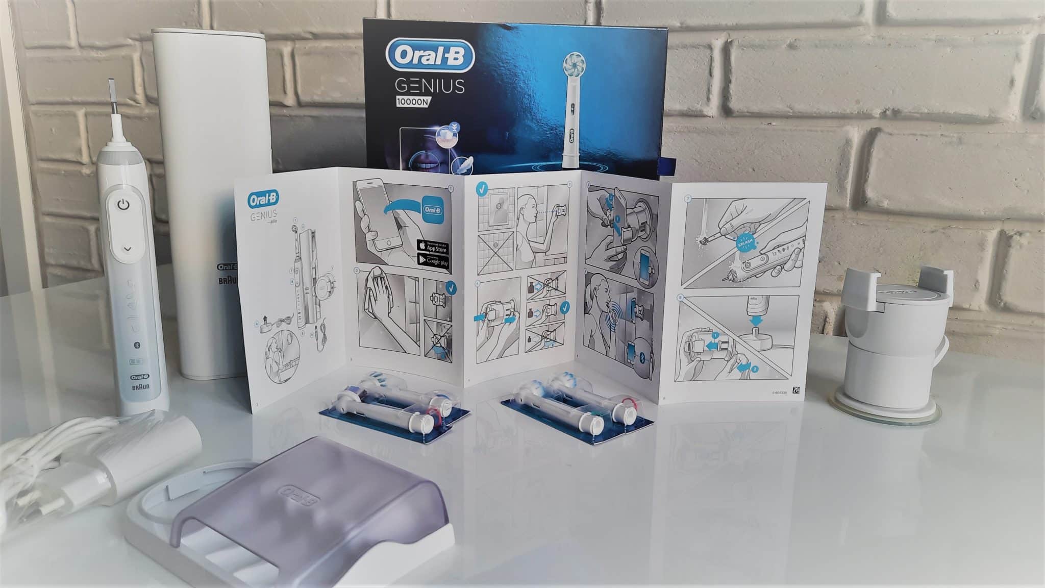 Szczoteczka Oral-B Genius 10000N z zestawem akcesoriów i obrazkową instrukcją obsługi
