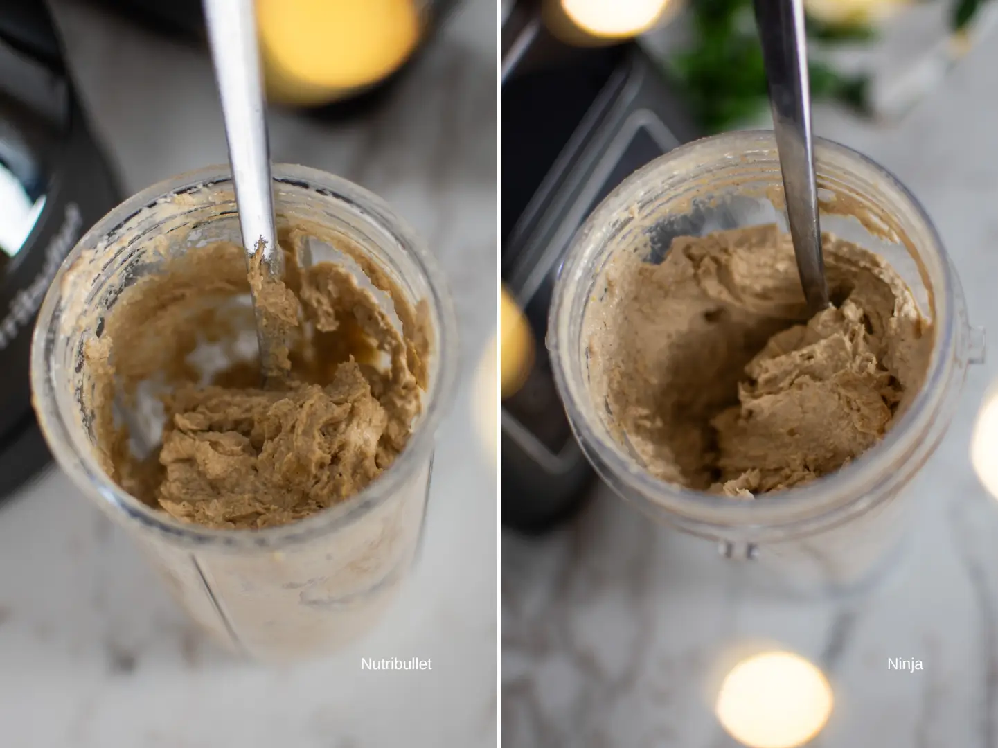 Gotowy dip z ciecierzycy przygotowany w blenderze kielichowym Nutribullet i Ninja