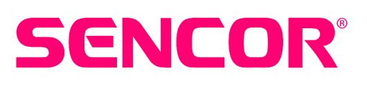 Logo Sencor - czerwony napisy Sencor na białym tle