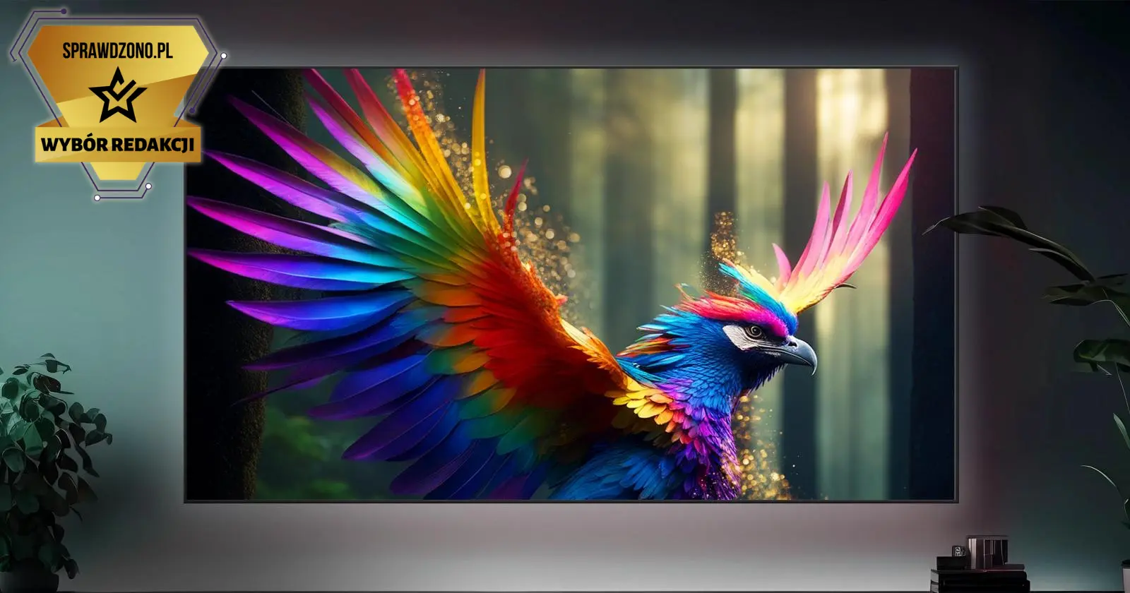 Telewizor Hisense U6NQ z Quantum Dot zawieszony na ciemnej ścianie w salonie