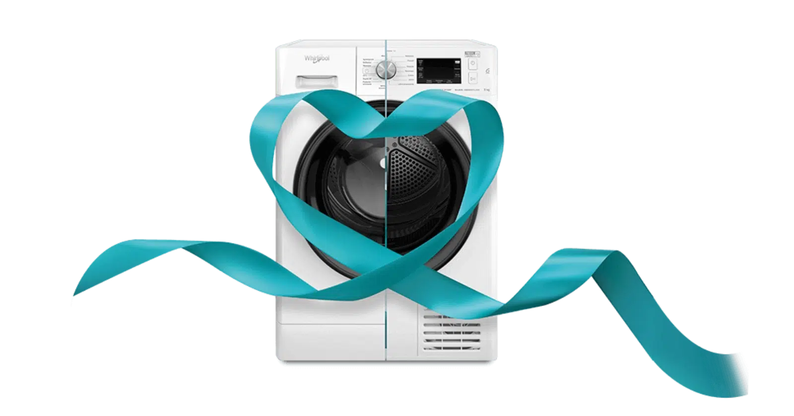 pralka i suszarka Whirlpool połączone wstążką